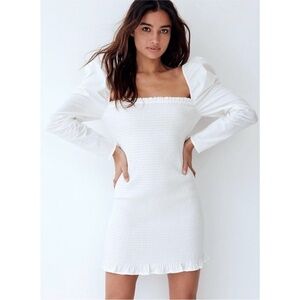 Wilfred | Maelys Dress Cotton Smocked Puff Sleeve White Size XS